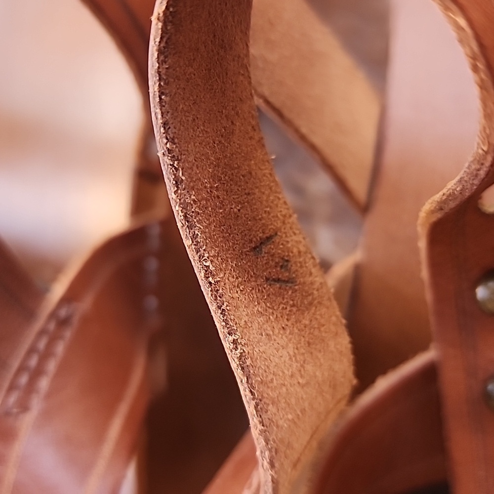SWEDISH HASBEENS Jesus Ankle Sandals 41 11 Clogs Cognac Leather Strappy RARE - Picture 6 of 15